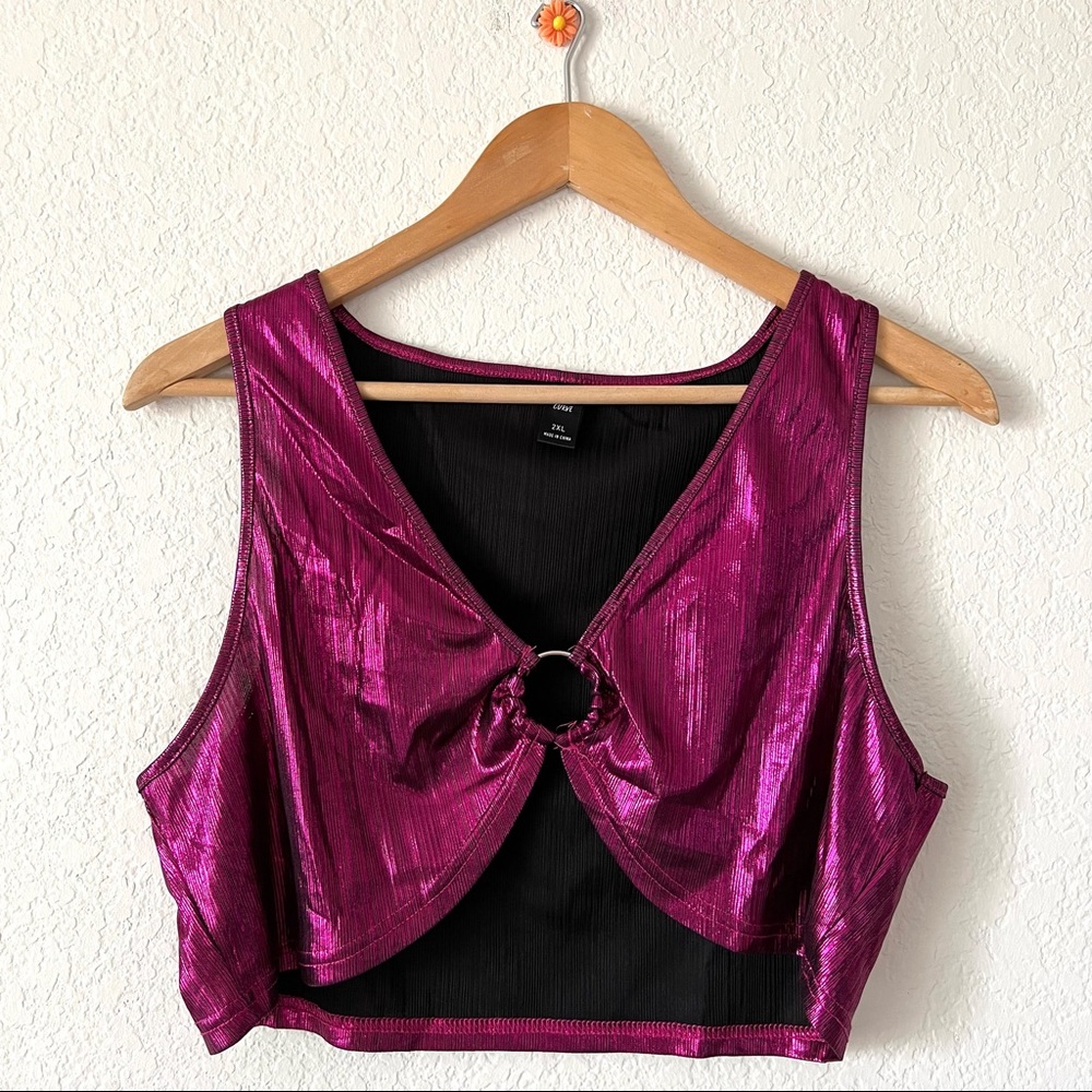 SHEIN Purple Liquid Crop Top | Bralette Size 2XL